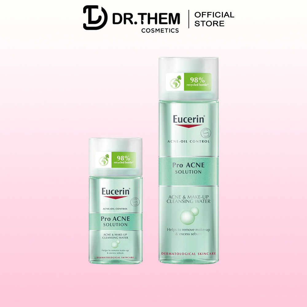 Nước tẩy trang cho da dầu mụn eucerin pro acne solution acne & make up cleansing water 125ml-200ml dr thêm