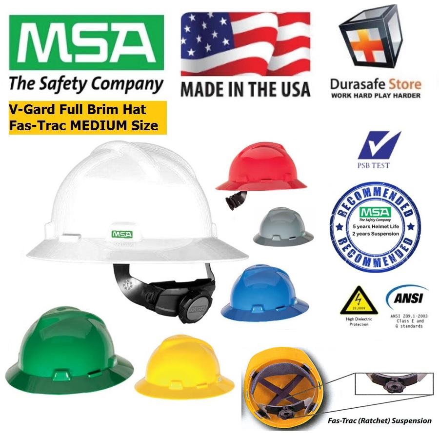 Nón bảo hộ có vành MSA 475369 V-Gard Slotted Safety Full Brim Hat Fas-Trac Suspension (Màu trắng) (không kèm dây quai nón MSA)