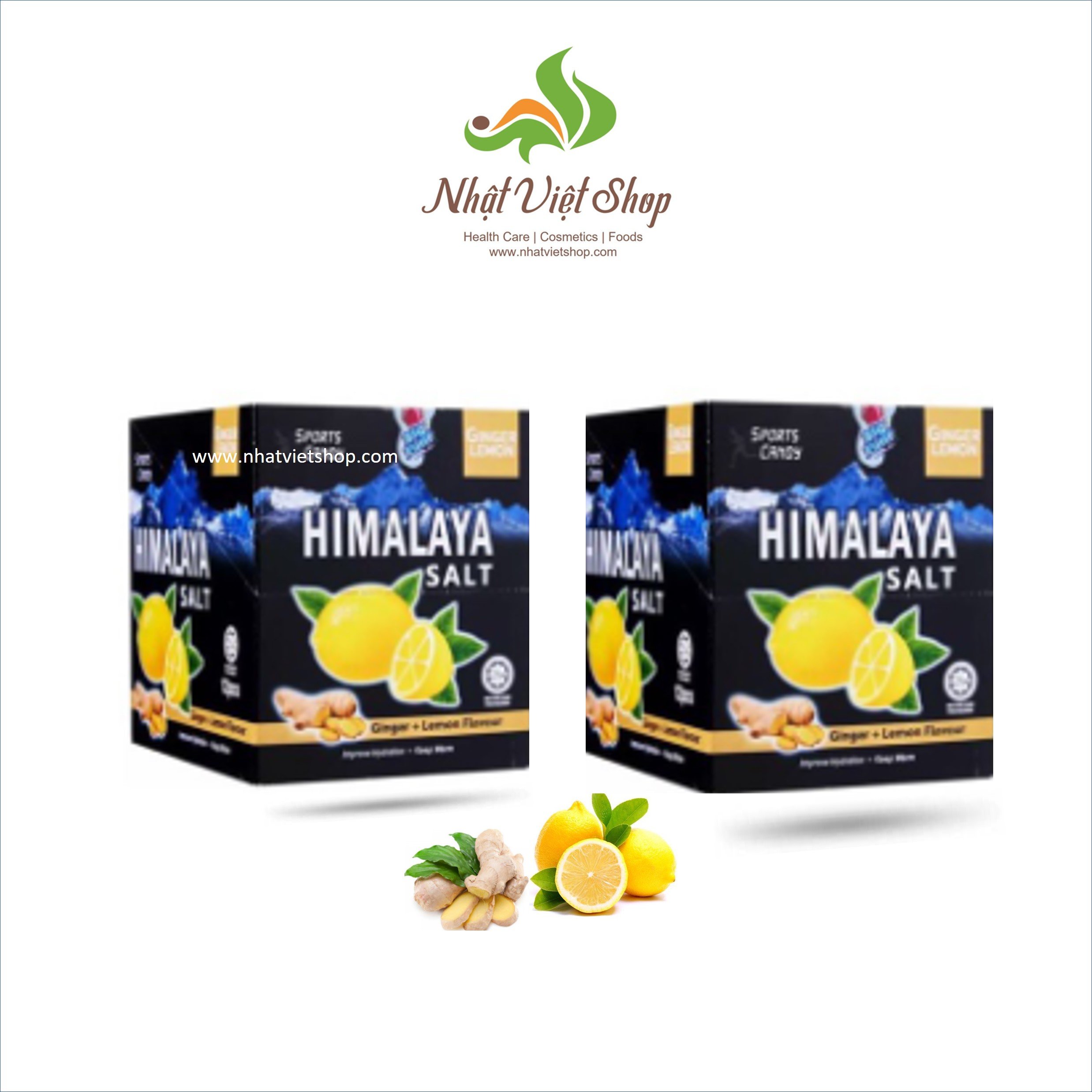 Combo 2 Hộp Kẹo Chanh Muối Gừng Himalaya Salt Ginger Lemon Flavour 180g