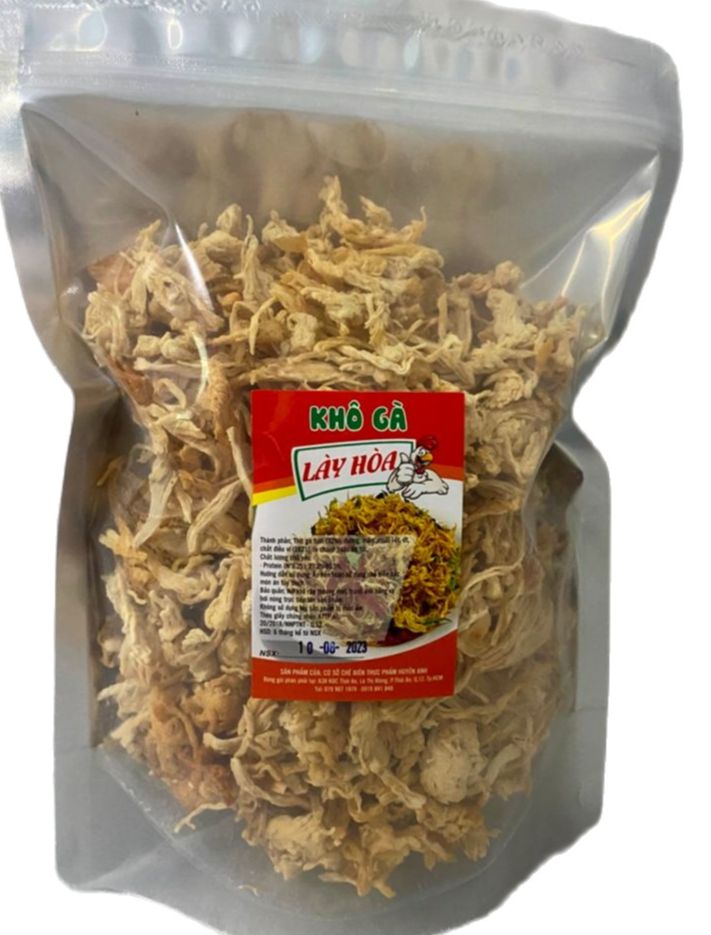 [HCM]500g Khô gà Giòn KHÔNG cay Lày Hòa (bịch zipper 500g) chế biến từ những nguyên liệu tươi mới đảm bảo vệ sinh an toàn thực phẩm.