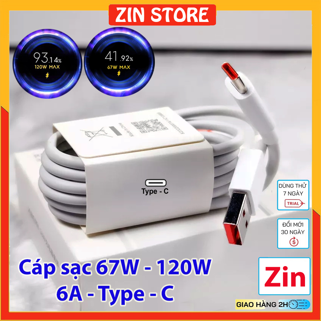 Cáp sạc nhanh Xiaomi 6A (67W), (120W) Mi Turbo Charge 4.0 Turbo - Zin hãng bóc máy Mi 12 11 10T Pro 5G 9 Poco X4 Pro NFC F3 F2 M3 X3 Redmi Note 10 9 9C 9A K30s 20 Black Shark 5 4 3 3S Pro 2 5 TipoC