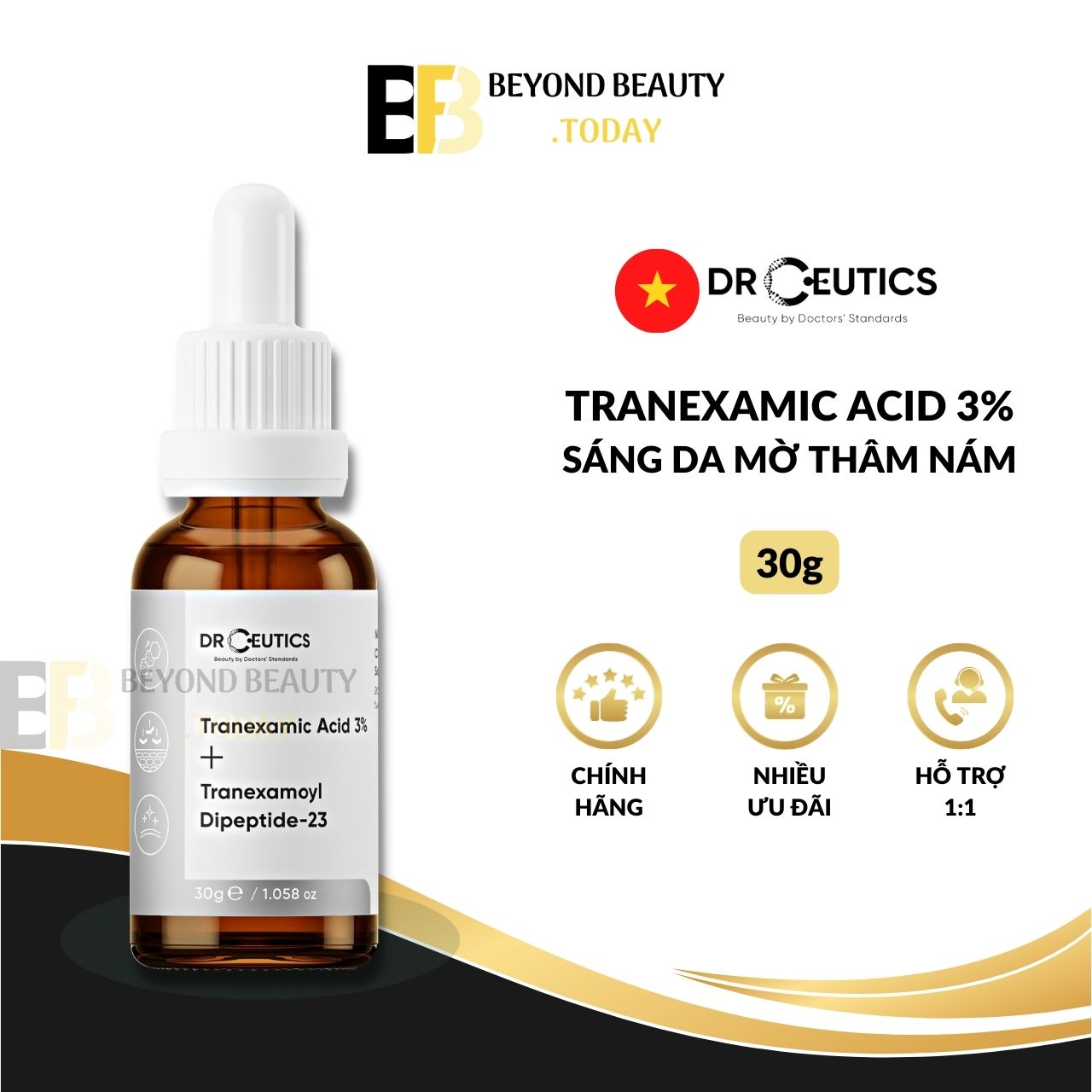 Serum Tranexamic Acid 3% + Tranexamoyl Dipeptide-23 DrCeutics - Sáng Da