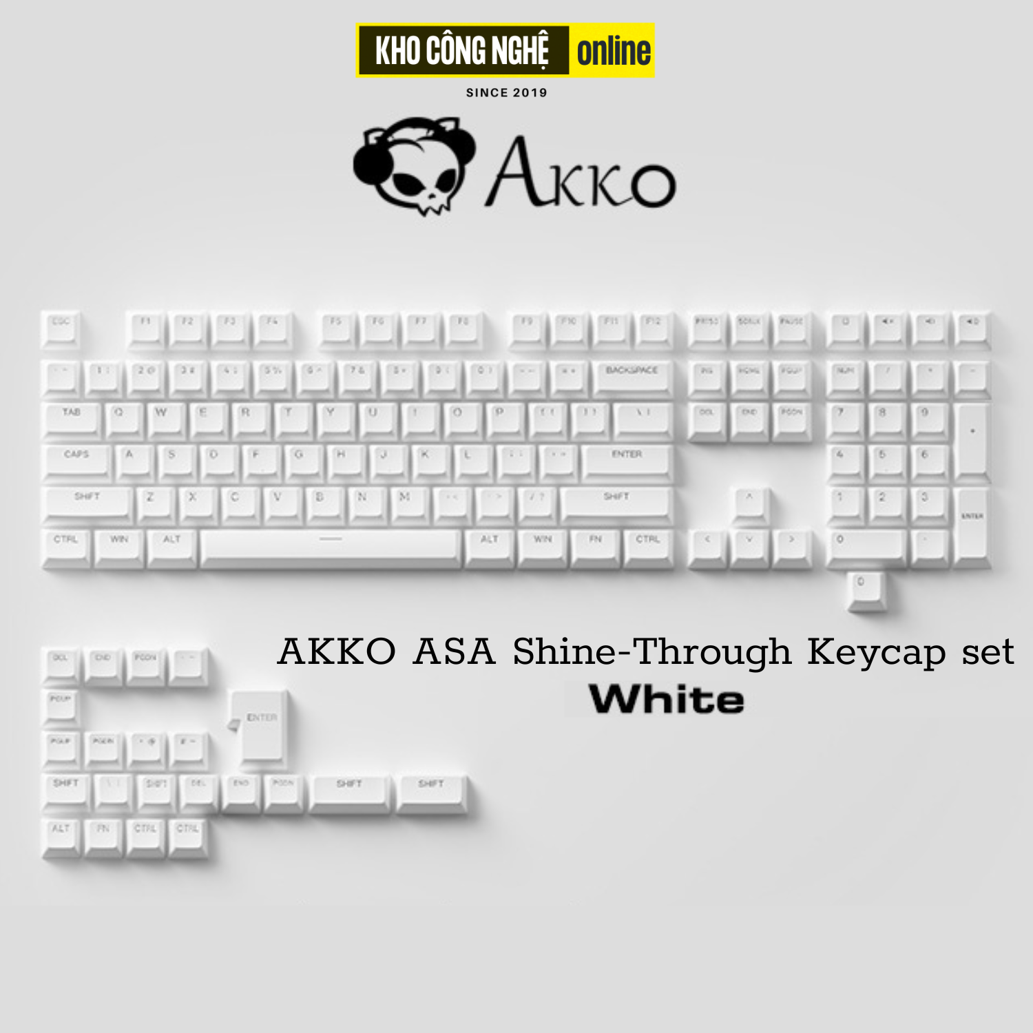 Bộ Keycap AKKO ASA Shine-Through Keycap set – White