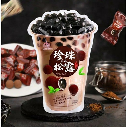 Kẹo trà sữa trân châu phủ cacao Rih Rih Wang 120gr