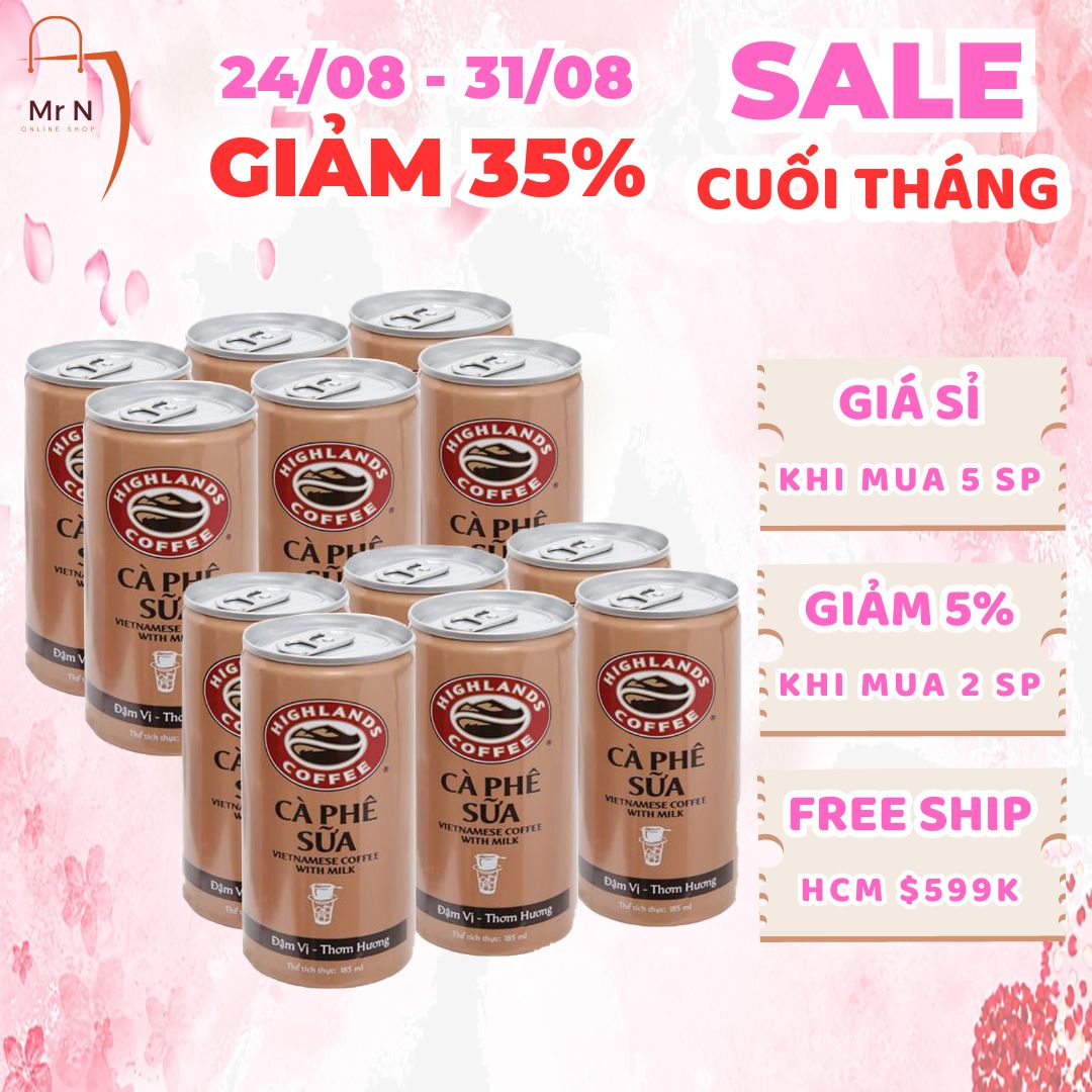 Combo 2 lốc 6 lon Cà phê sữa Highlands Coffee 185ml / lon