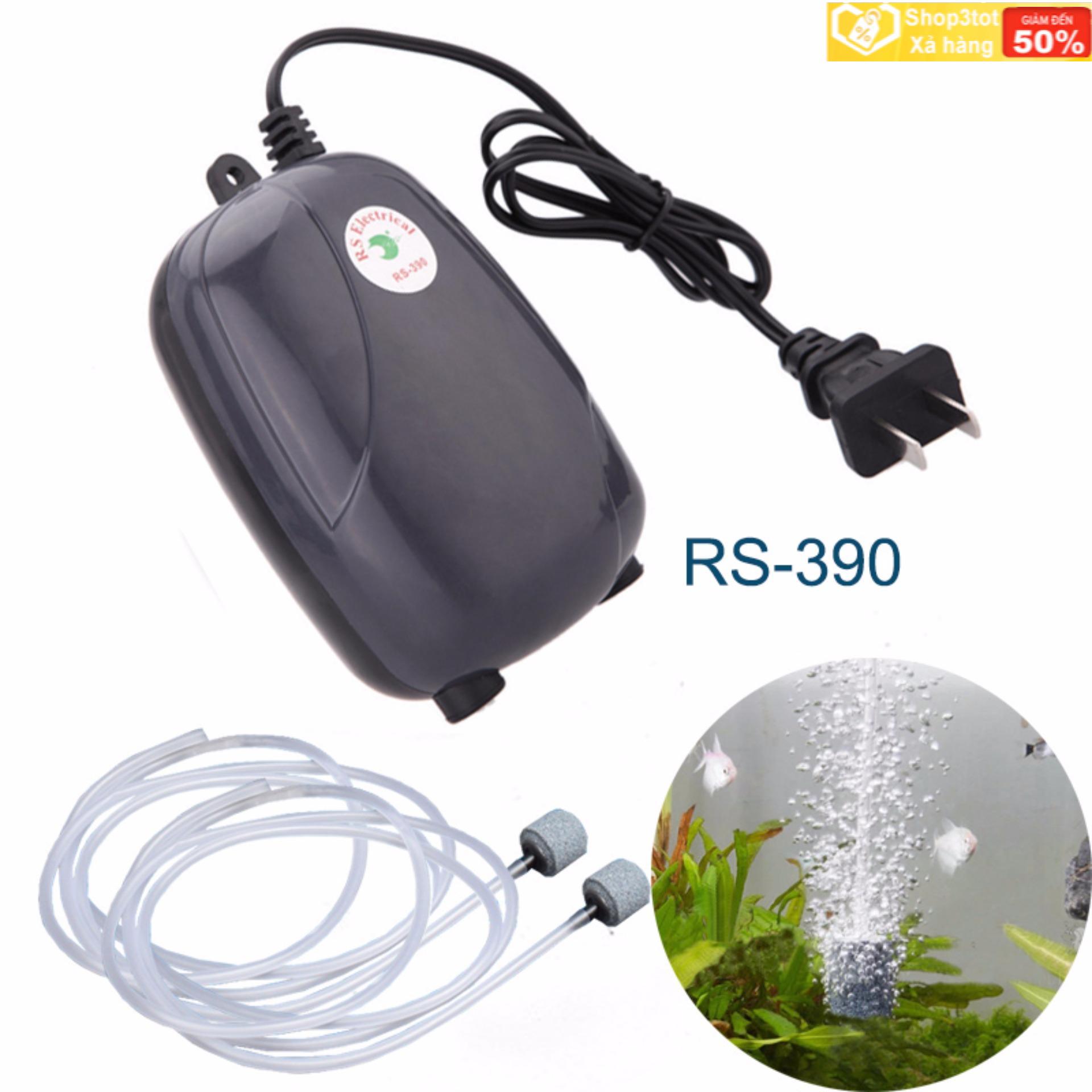 Máy bơm sủi tạo khí oxy cho bể cá cảnh loại 02 đầu ra RS390