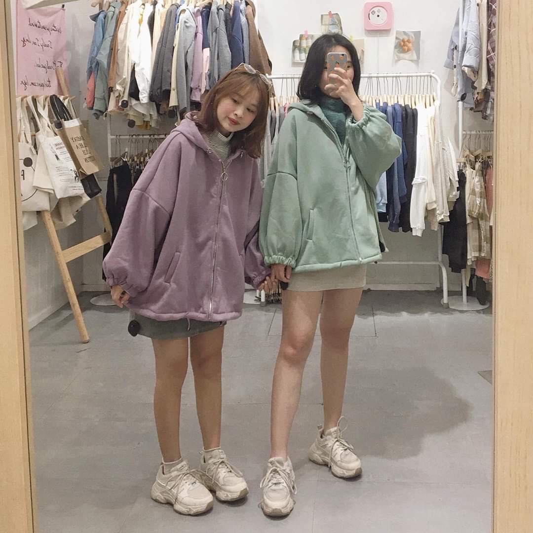ÁO HOODIE NỮ CỔ CAO LÓT BÔNG MỀM THU ĐÔNG-ÁO KHOÁC NỮ FORM RỘNG CỰC ẤM