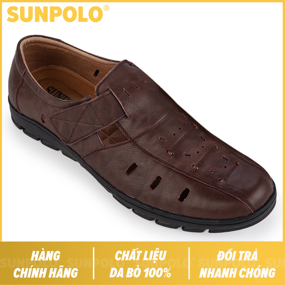 Giày Rọ Nam Da Bò Cao Cấp SUNPOLO STA682 (Nâu)