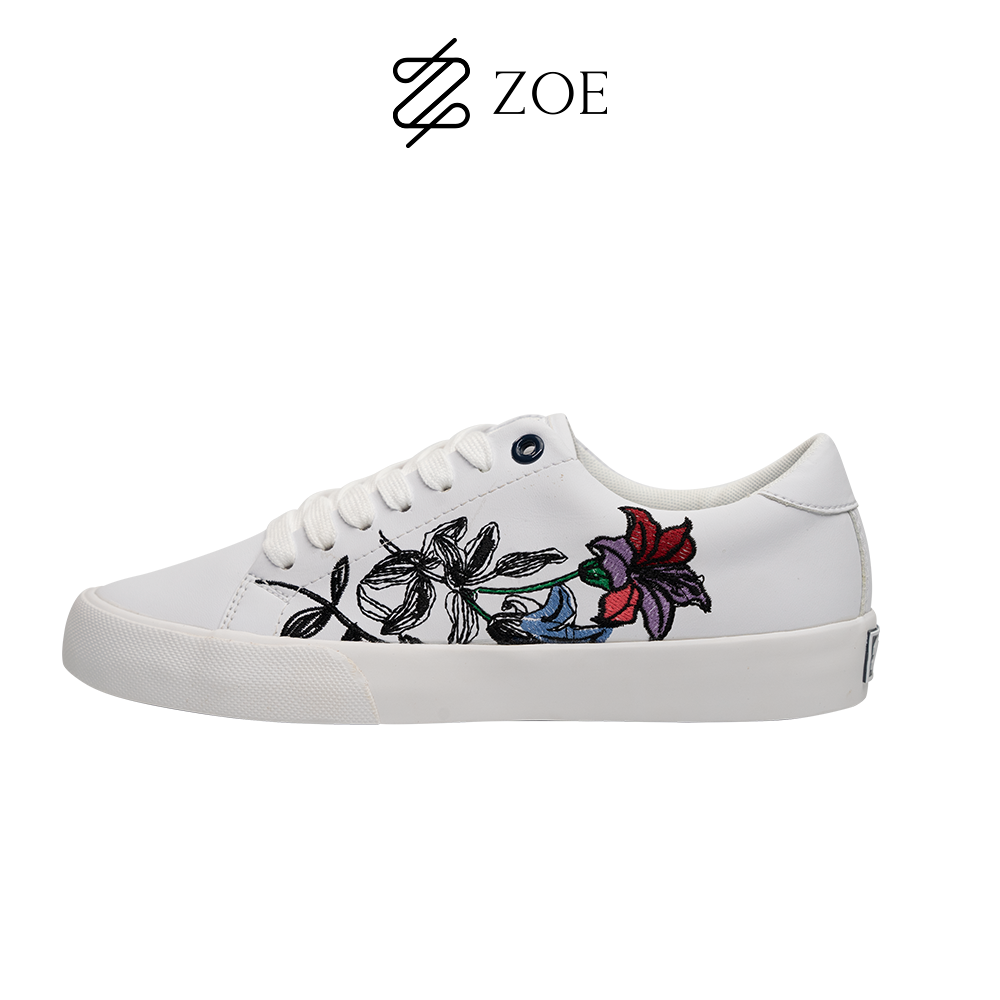 Giày Sneaker Trắng Thêu Hoa Zoe | Zoe Official