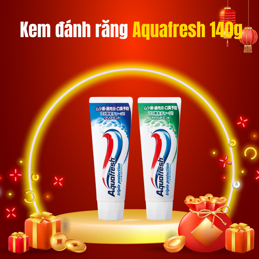 Kem đánh răng Aquafresh Triple Protection 140g hàng nội địa Nhât Bản cộng thêm 20G