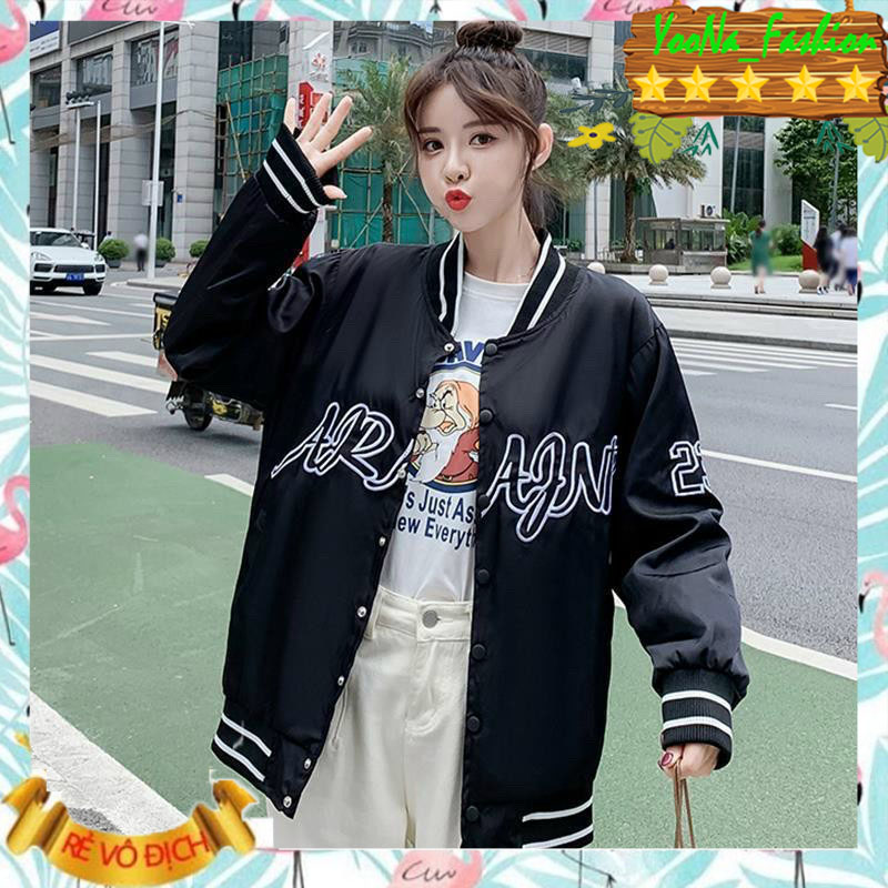 Áo Khoác BoomBer Cúc Bấm, Áo Khoác Dù Form Rộng Phối Chữ Lớn Chạy Viền Trẻ Trung Hot Teen.Tp