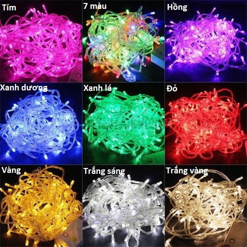 Đèn nháy 7 màu, đèn led trang trí, đèn nháy bóng kim, dây đèn nhấp nháy 5m nhiều màu trang trí noel và tết