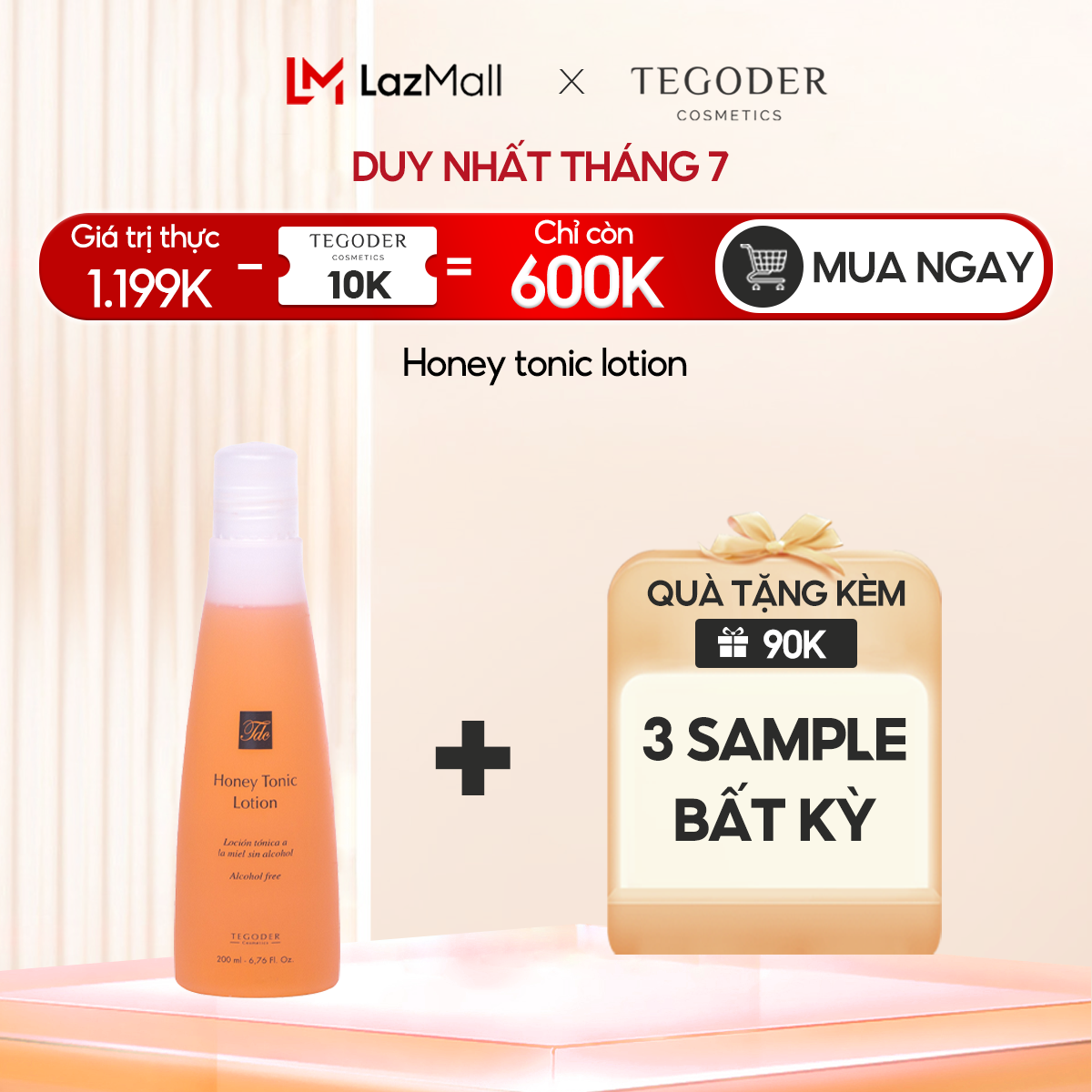 Nước dưỡng chống oxy hoá làm mềm da chiết xuất mật ong Ethiopia Tegoder Honey tonic lotion 200 ml mã 9021