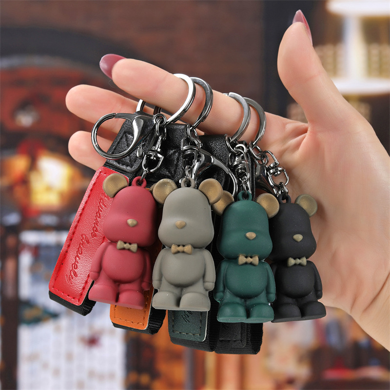 Bắc âu buộc Con gấu móc khóa sáng tạo dễ thương con gấu mặt dây chuyền chìa khóa chìa khóa ô tô cặp đôi đi học ba lô