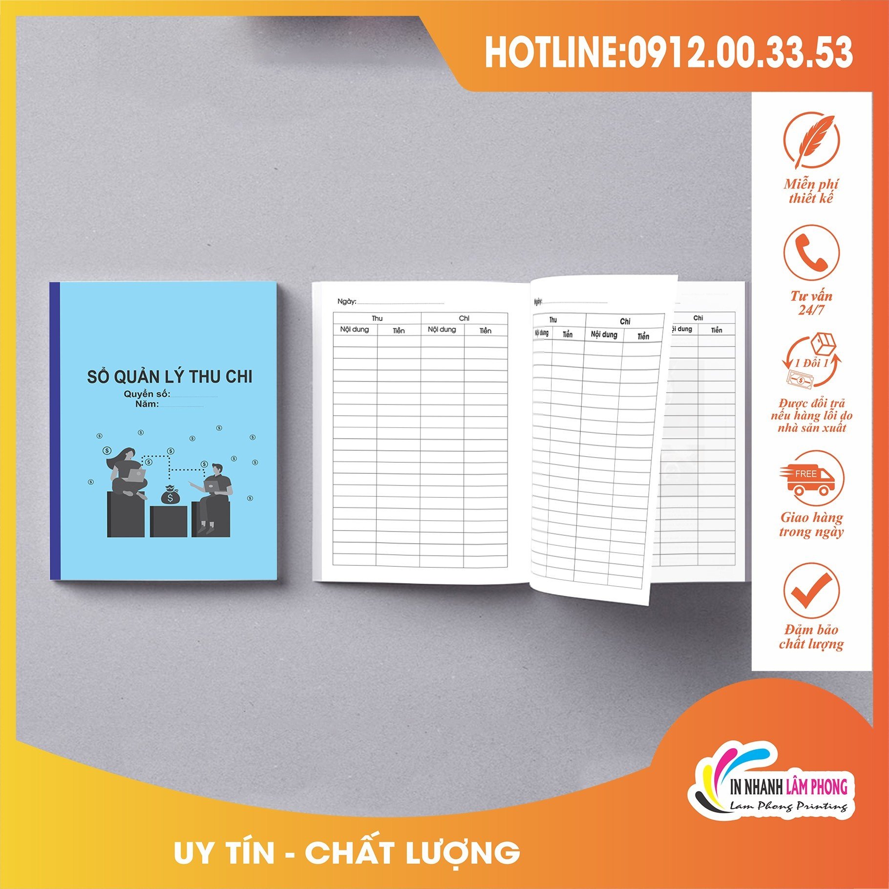 Sổ thu chi quản lý chi tiêu, sổ thu chi cá nhân in dọc