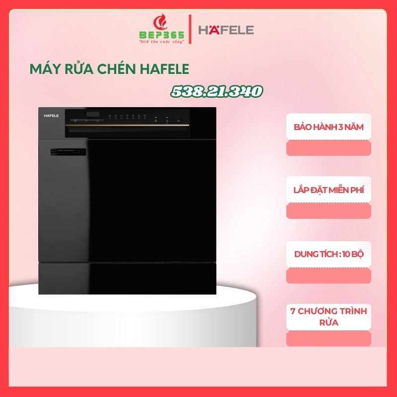 Máy rửa chén Hafele HDW-T5551B 538.21.340 – Chính hãng nhập khẩu, rửa sạch & khô vượt trội, tiết kiệm nước 9.5L/lần, chống rò rỉ nước hiệu quả