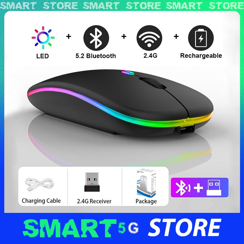 Chuột sạc không dây hai chế độ Bluetooth Silent Laptop Game Office Chuột sạc không dây