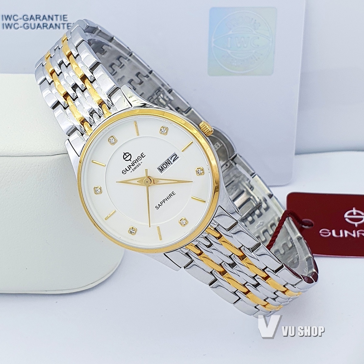 Đồng hồ nữ sunrise 2109sb 2 lịch kính sapphire chính hãng