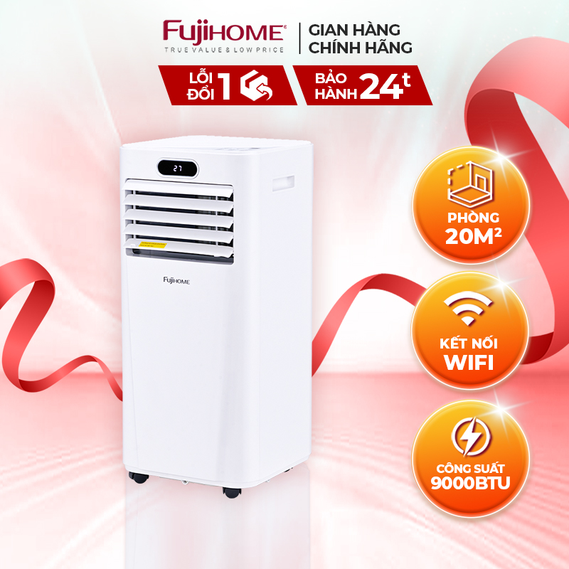Máy lạnh đứng di động fujihome pac09 điều hòa thông minh làm lạnh 9000btu - kết nối wifi - máy nén liên doanh toshiba - bảo hành điện tử 24 tháng