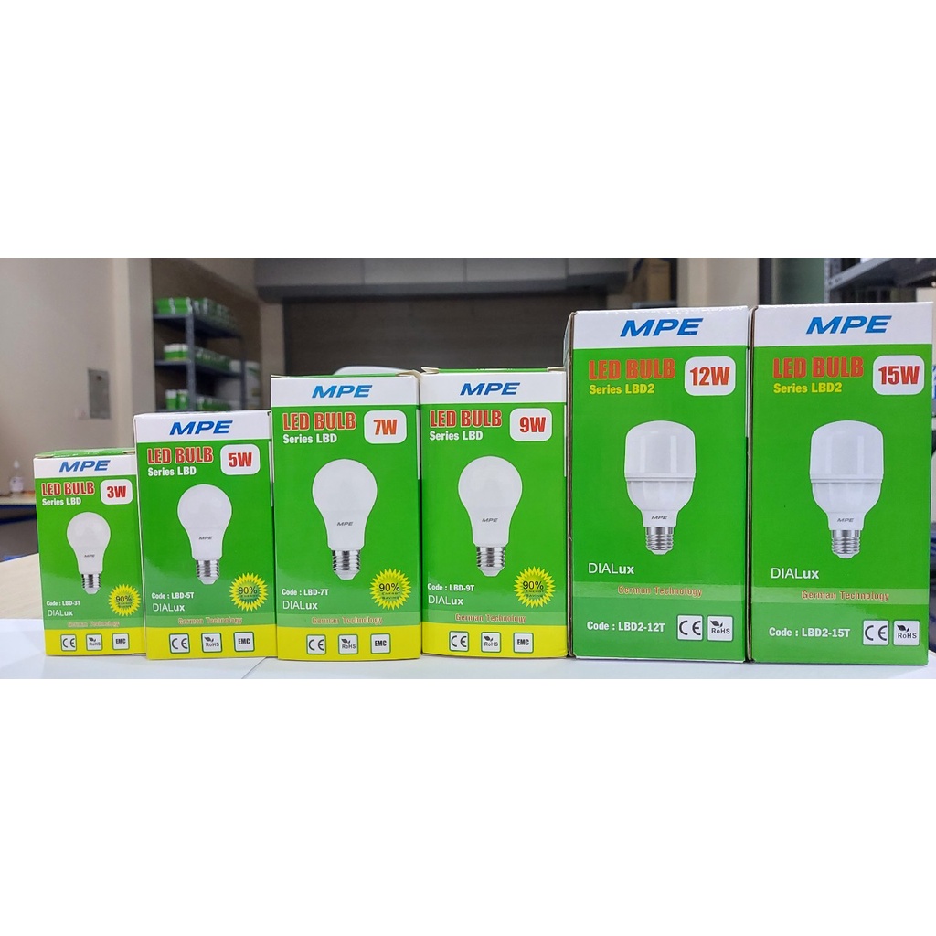 Bóng đèn led bulb ánh sáng trắng mpe: 3w; 5w; 7w; 9w; 12w; 15w