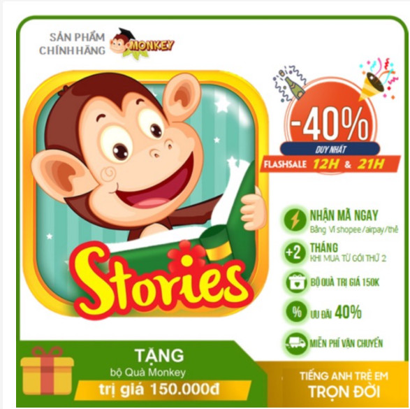 Monkey Stories 1 năm - Truyện tương tác Phát triển toàn diện 4 kỹ năng tiếng Anh