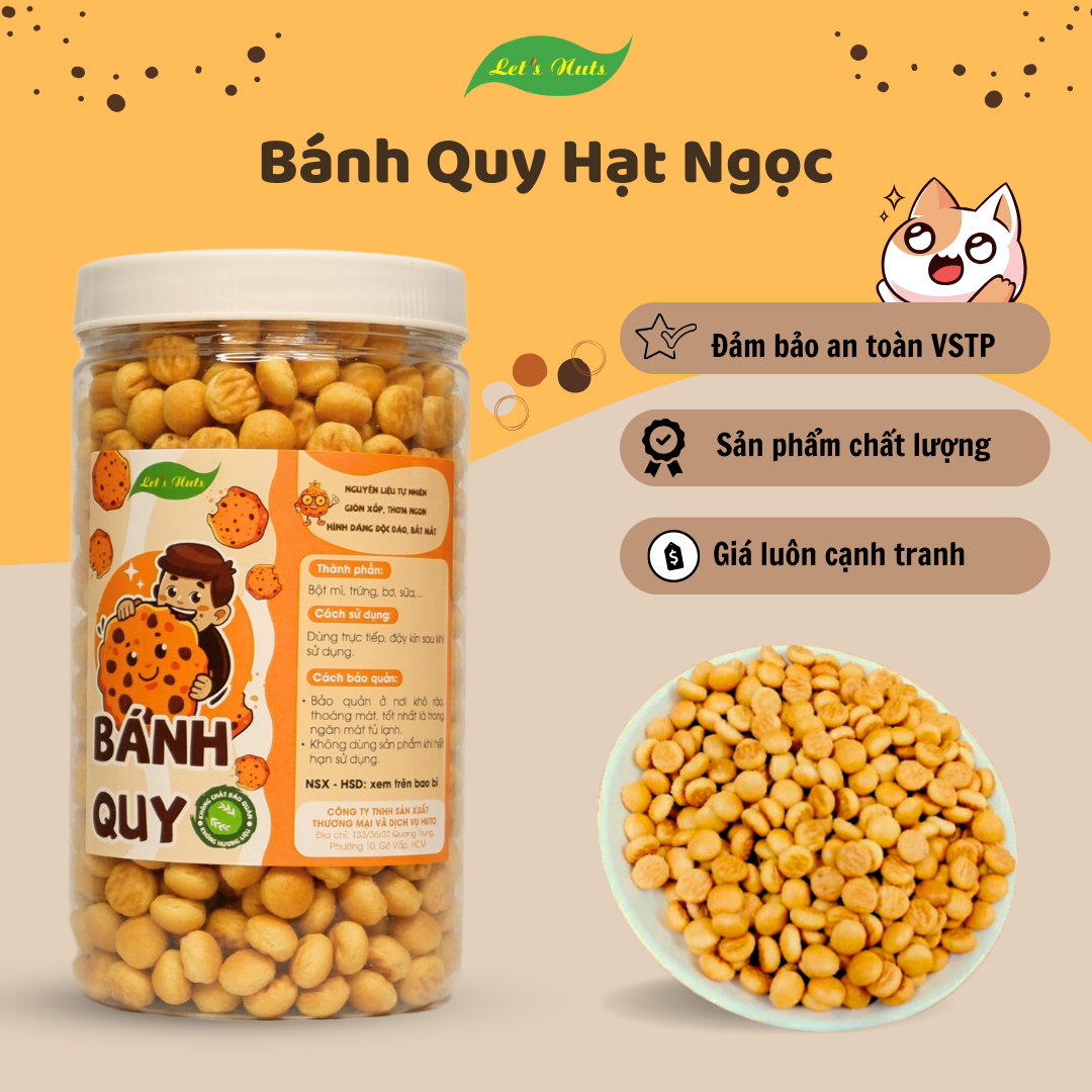 Bánh quy hạt ngọc bơ mặn tuổi thơ Let's Nuts hộp 250g, đồ ăn vặt giòn tan