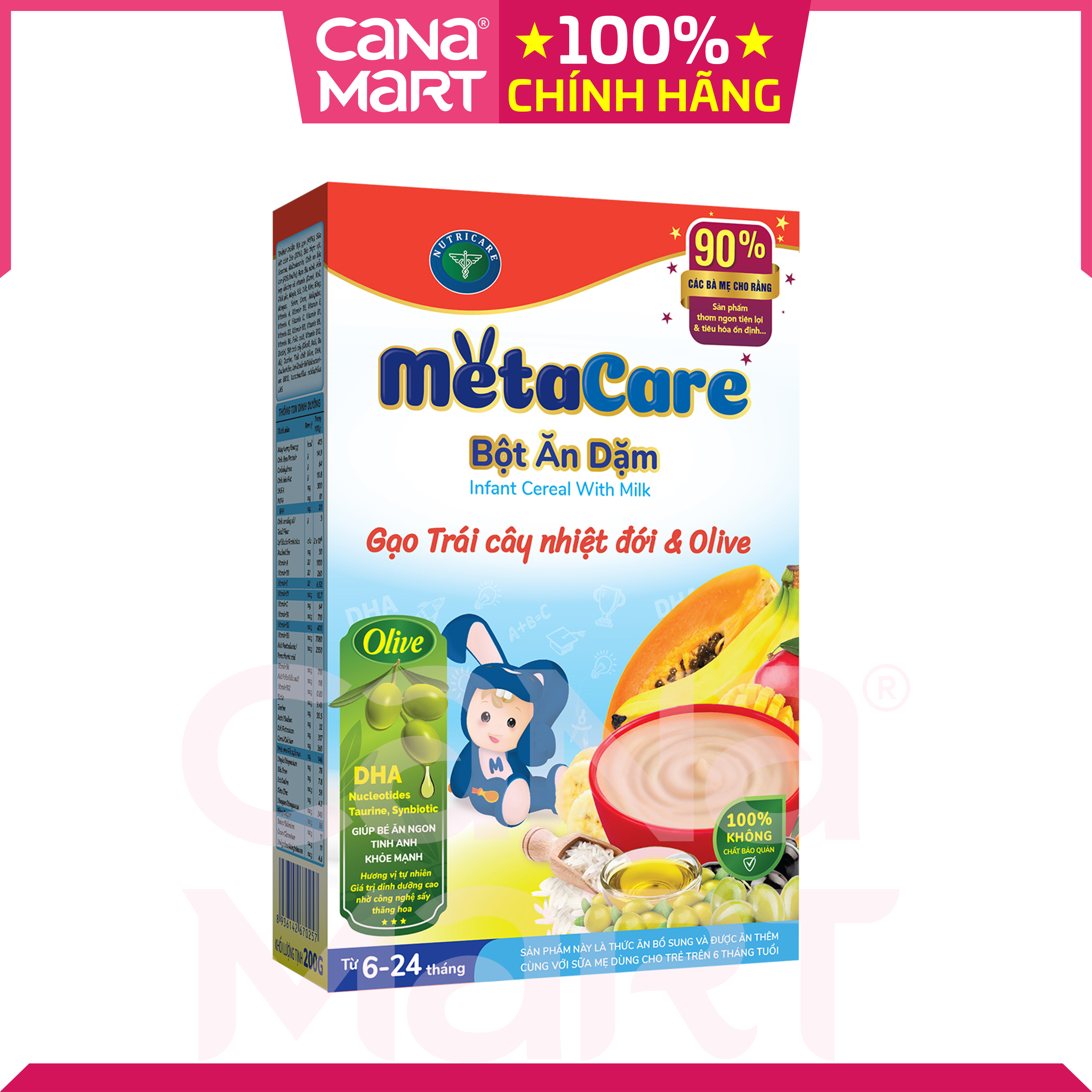 Bột ăn dặm Metacare Gạo sữa trái cây nhiệt đới & olive (200g)