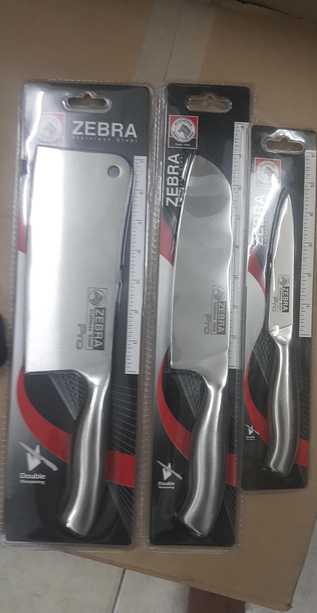 Bộ 3 dao inox 304 nguyên khối cao cấp zebra pro ii thái lan.