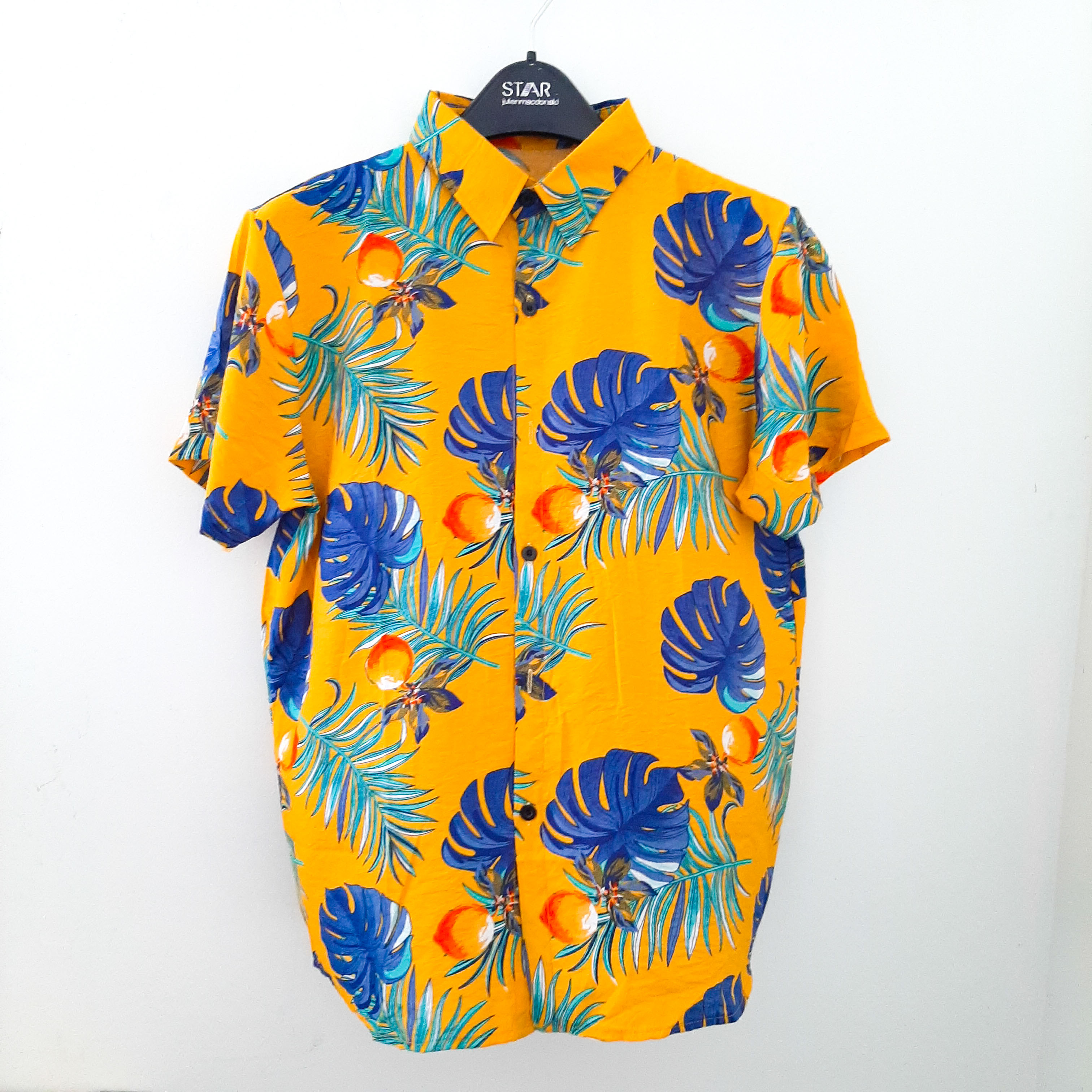 Áo sơ mi đi biển áo họa tiết hoa lá cây vải đũi - ADB15