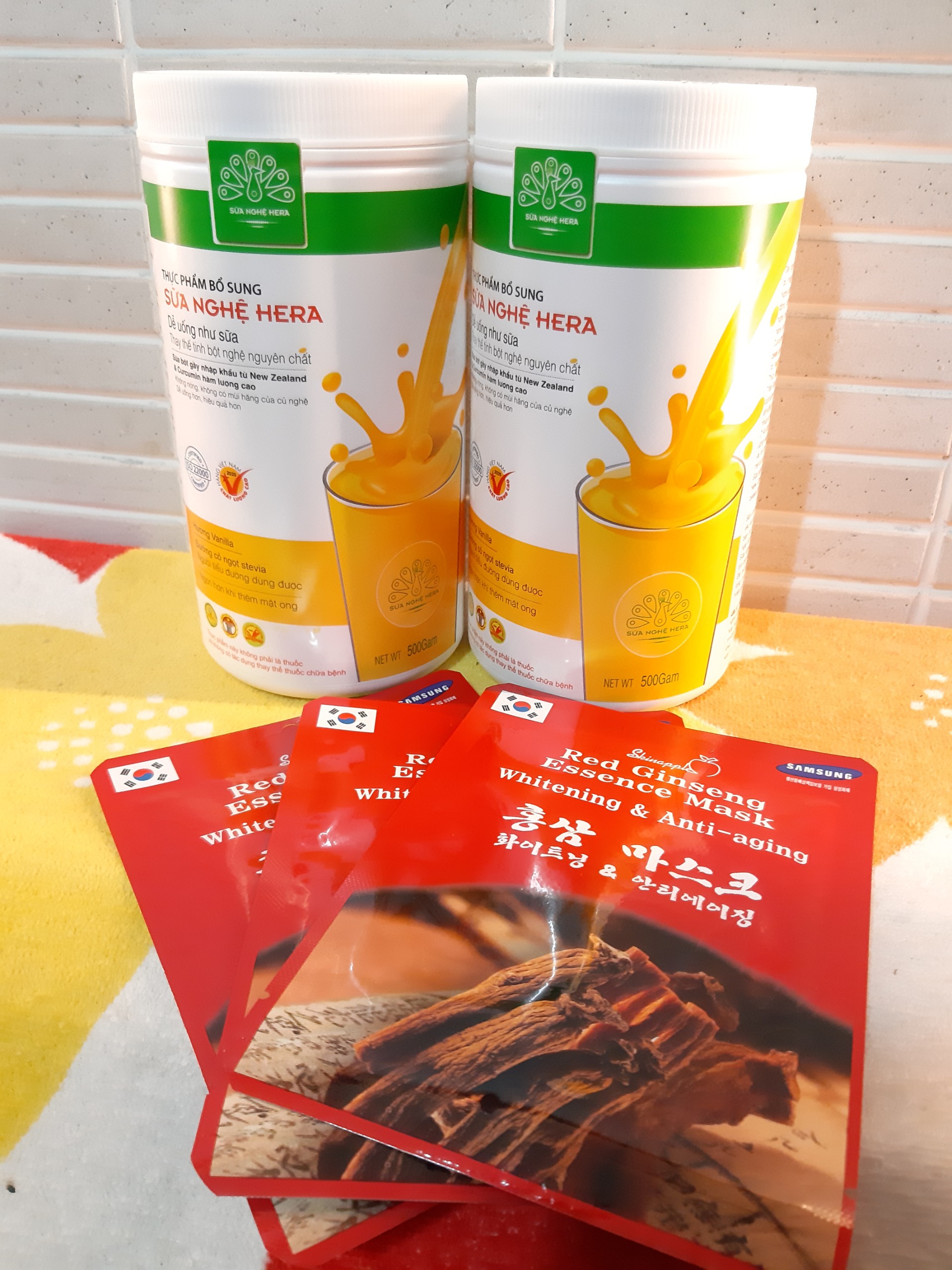 Combo 2 sữa nghệ hera 500g + tặng mask sâm hàn quốc: đẹp dáng - sáng da - hết đau bao tử - tăng cường sức khỏe - mau lành vết thương -bổ sung dưỡng chất và năng lượng cần thiết cho cơ thể