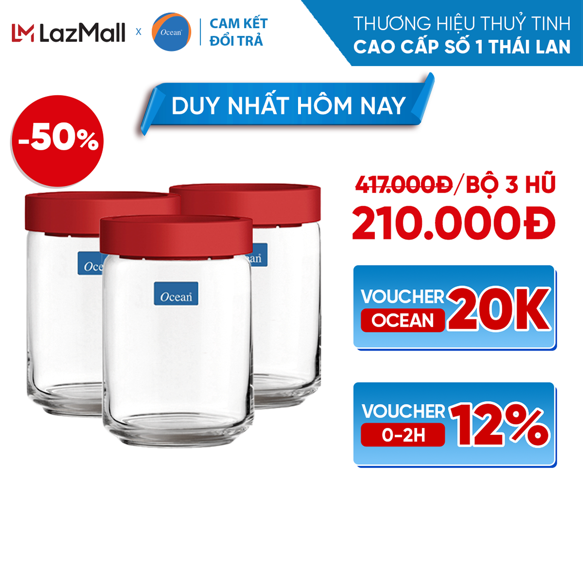 Bộ 3 hũ thủy tinh rego 650ml