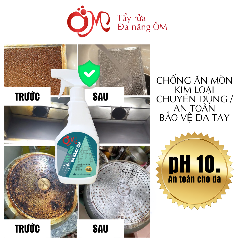 Xịt tẩy rửa đa năng ÔM 500ml tẩy dầu mỡ an toàn với công nghệ ion kiềm vệ sinh nhà bếp phòng khách trang sức tiện lợi