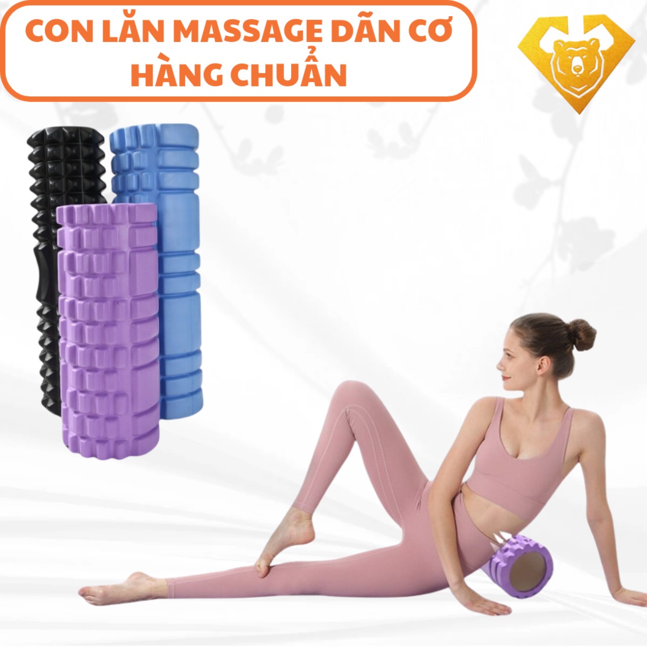 Con lăn foam roller massage, dãn cơ tập gym,yoga hàng chuẩn 33 x 14 cm