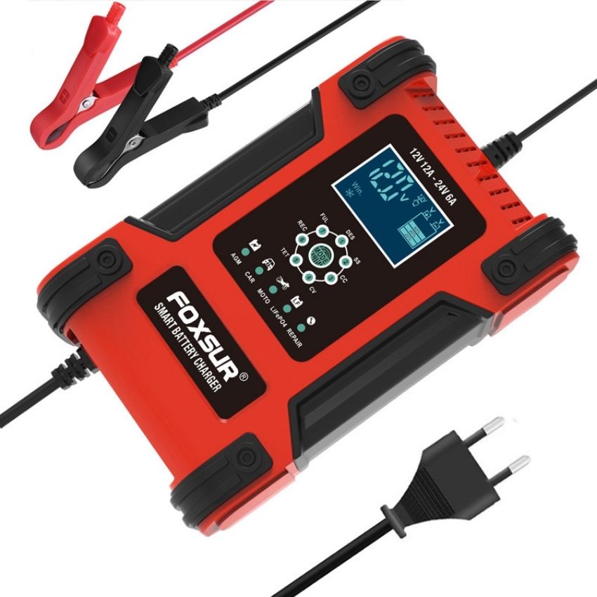 Máy sạc bình ắc quy 12V 24V 2000AH FOXSUR sạc được pin Lithium LiFePo4 có chức năng khử sunfat thông minh tự ngắt khi đầy