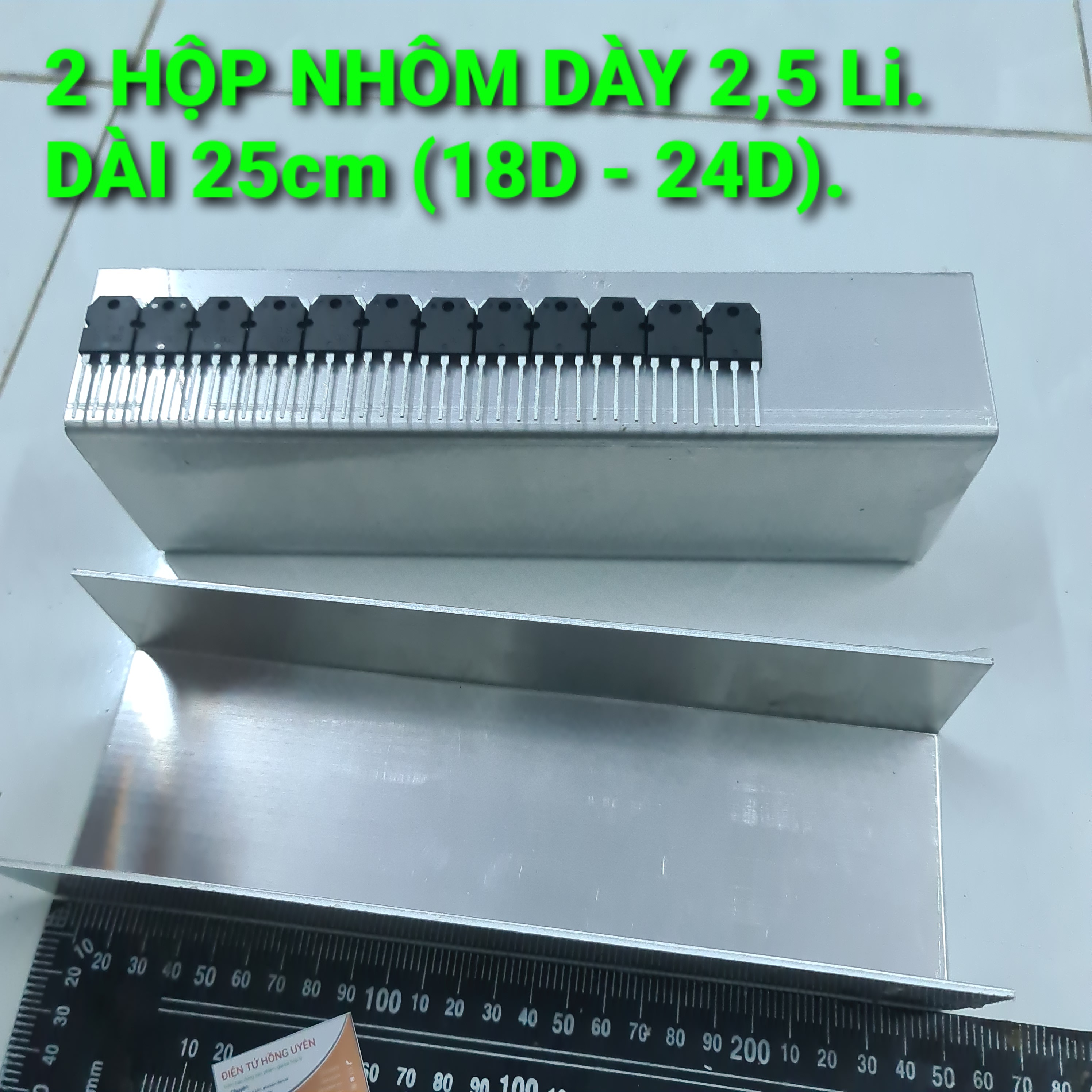 Nhôm hộp làm máy kích cơ 18D718 - 24D718 (2 hộp). Nhôm dày 2,5 Li, Dài 25cm Làm máy 2 vế. Nhôm hộp hình chữ U làm máy kích cơ (Biến áp đặt nằm hoặc đứng đều được). (Bộ sản phẩm gồm 2 Hộp nhôm chưa có D718)