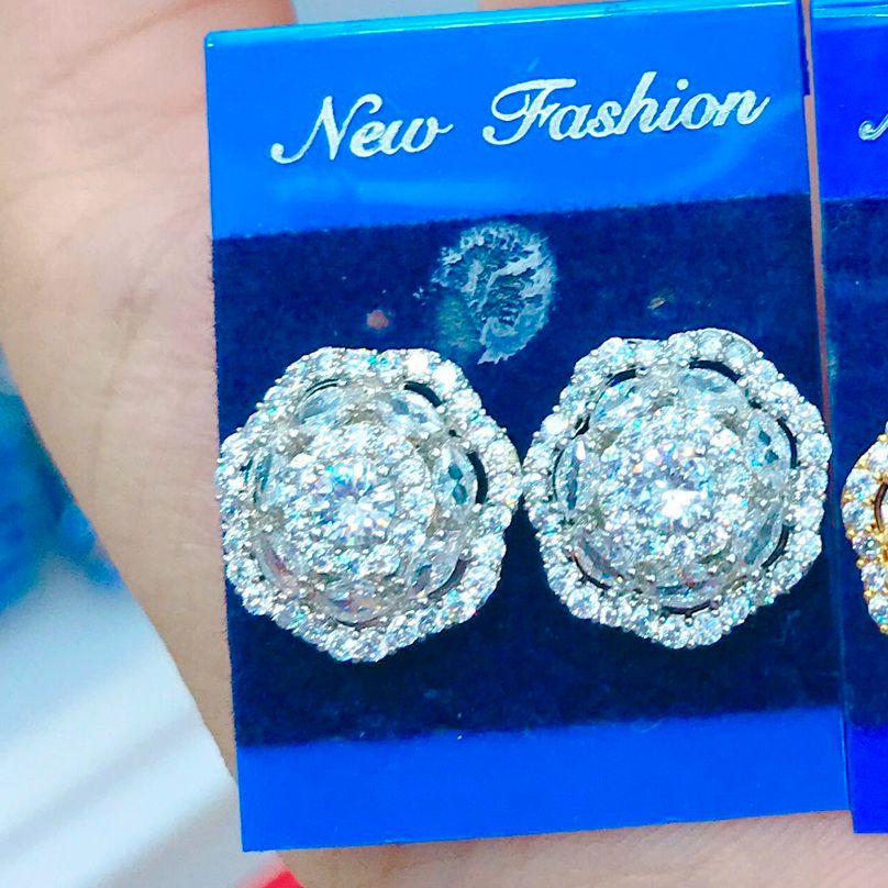 Bông tai vàng bạc hoa tầng đính đá sang trọng- BT86228 Juri Shop - Chất Liệu Lõi Bạc Pha Cao Cấp - Cam Kết Không Đen, Không Dị Ứng