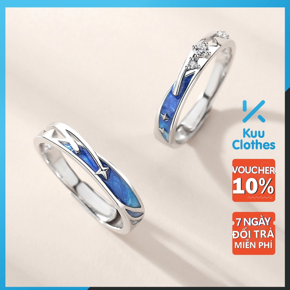 Nhẫn Đôi Nam Nữ Meteor Ring Vì Sao Đính Đá Và Sao Chổi Vĩnh Hằng Kuu Clothes - Nhẫn Cập Đôi Chất liệu Titan Không Gỉ