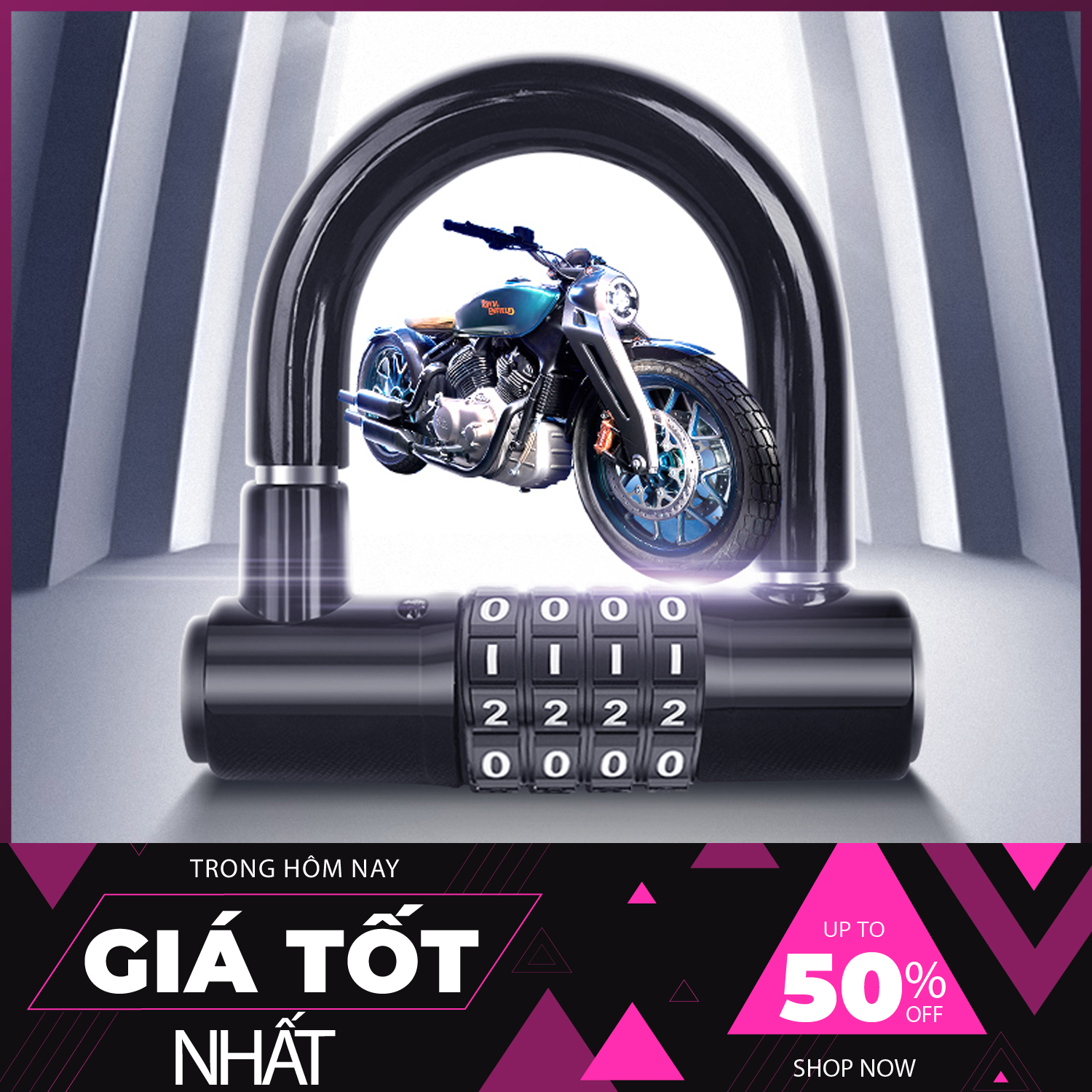 Khóa chống trộm, Ổ khóa chữ U, khóa số, khóa chống trộm xe máy, Khóa chống trộm chữ U có mã 4 số chống trộm - Ổ khóa gia đình thông minh không cần chìa, có thể dùng để khóa xe máy lõi đồng chống cắt