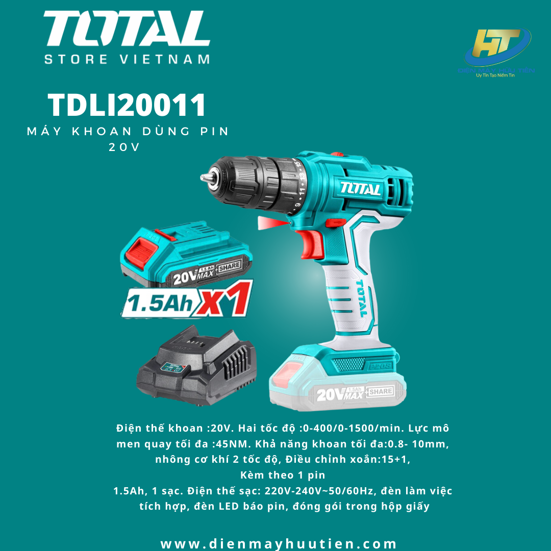 Máy khoan dùng pin P20s Total TDLI20011