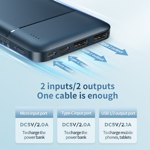 Pin Dự Phòng 10000mah Remax RPP-96 Charing 2.1A tích hợp 2 cổng USB