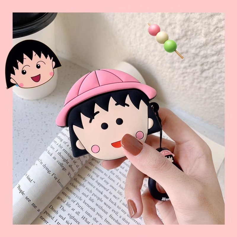 ☘️Tặng kèm móc treo☘️Case Airpod 1 2- Vỏ bao bọc Chibi Maruko Cover đựng tai nghe không dây Airpods