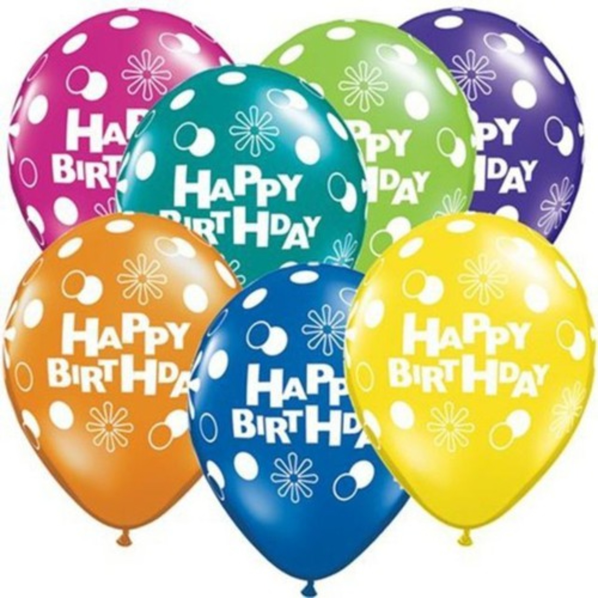 Bộ 50 bong bóng tròn trang trí sinh nhật - bong bóng in chữ happy birth day đủ màu