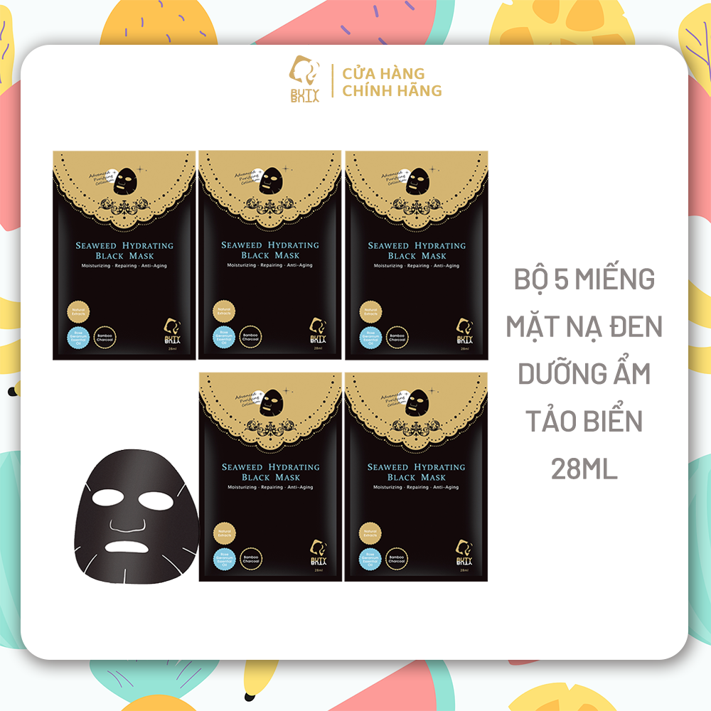 Bộ 5 miếng mặt nạ đen butybuty dưỡng ẩm tảo biển 28ml
