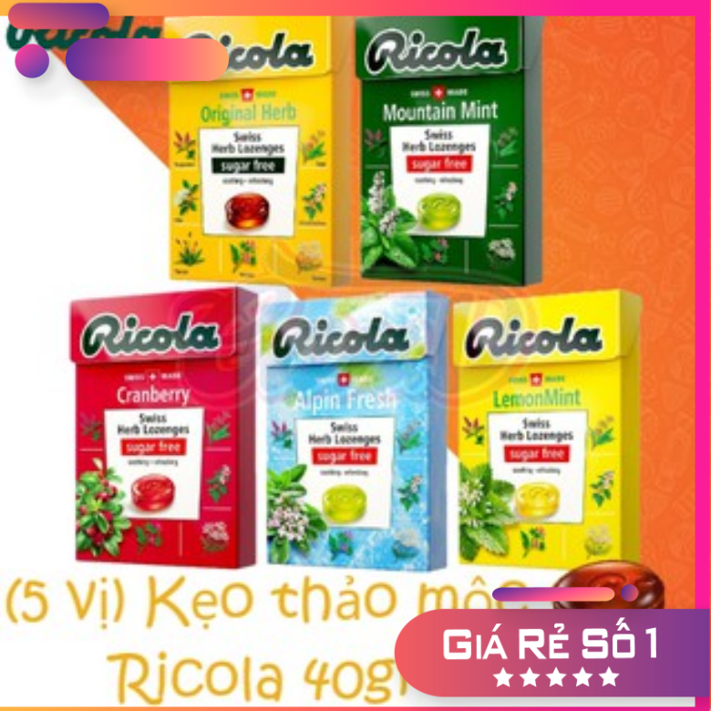 [ 5 Vị ] Kẹo Ngậm ho Thảo Mộc Ricola 40gr NHẬP KHẨU THỤY SĨ
