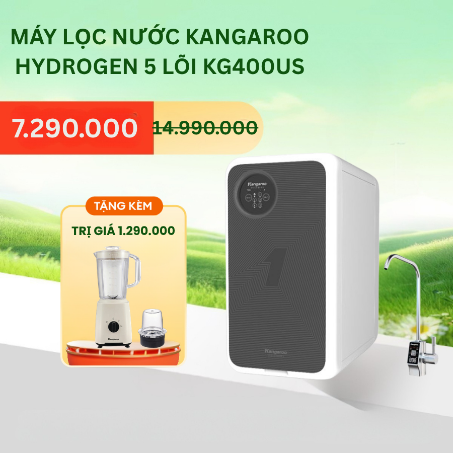 [LẮP ĐẶT MIỄN PHÍ] Máy lọc nước Kangaroo Hydrogen 5 lõi KG400US - vòi cảm ứng công suất lọc 60L/H