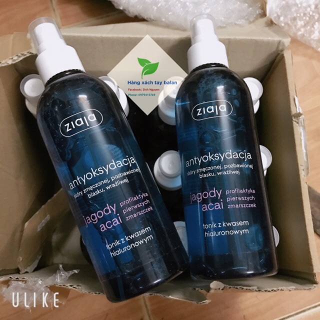 Nước hoa hồng Việt quất ziaja jagody acai balan