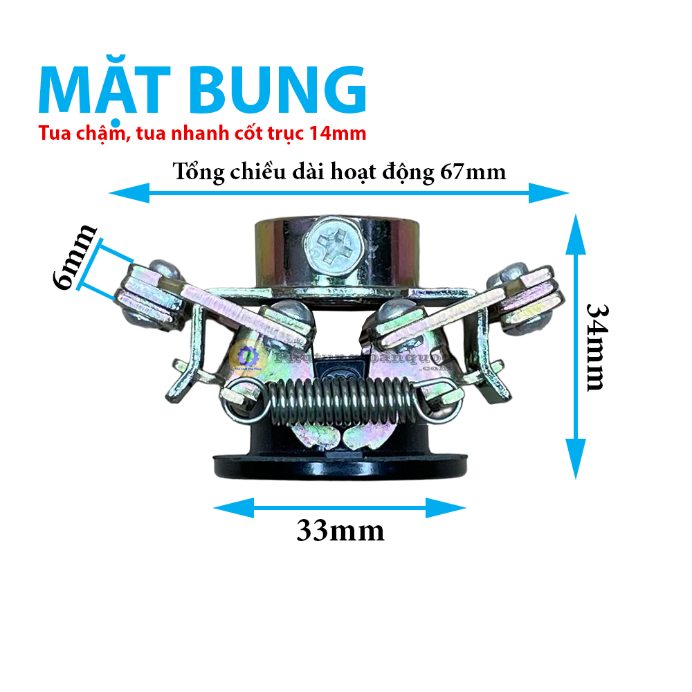 Mặt bung ly tâm tua nhanh, tua chậm motor cốt trục 14mm sử dụng cùng với mặt vít ly tâm tương thích