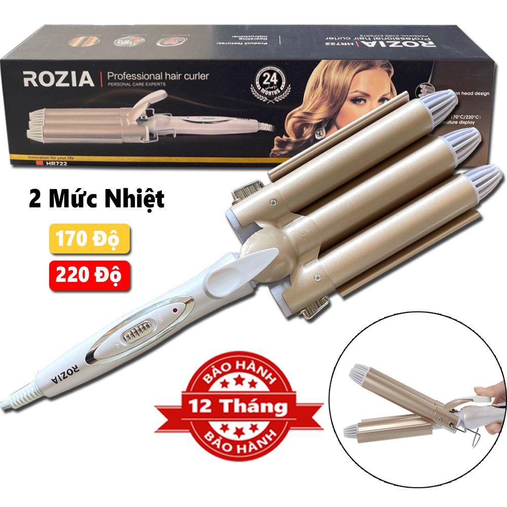 Máy uốn tóc 3 trục size 25 rozia, máy uốn tóc tự động tạo kiểu chuyên nghiệp, máy uốn tóc xoăn, máy làm tóc chuẩn salon