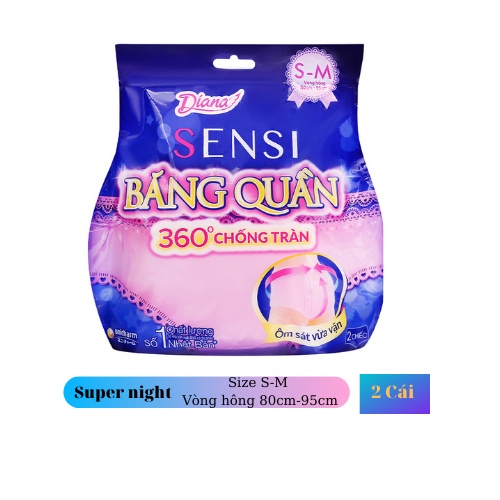 Băng vệ sinh Diana Sensi 360 độ Dạng Quần 2 size S-M và M-L Bịch 2 Cái