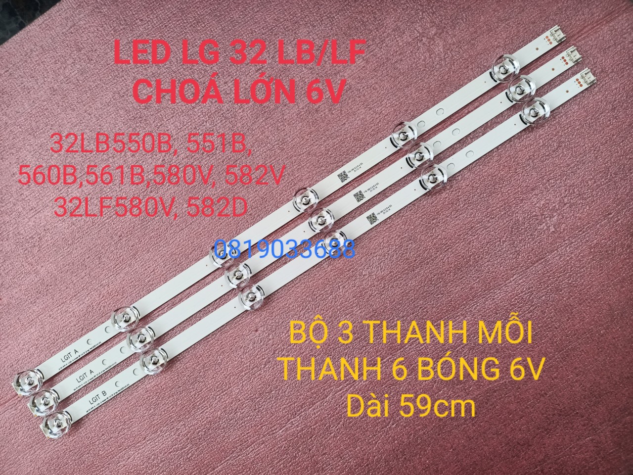 [HCM]BỘ LED TIVI LG 32LB550 32LB551 32LB560 32LB561 32LB582V 32LF550D 32LF551D 32LF580 32LF581D 32LF582D CHÓA LỚN 6V BỘ 3 THANH, 2 THANH ''A'' VÀ 1 THANH ''B'' MỖI THANH 6 BÓNG 6V - Innotek DRT 3.0 32A/B type Rev0.2